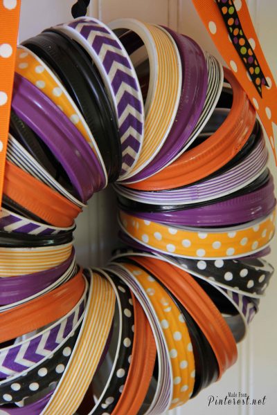 Halloween Washi Tape and Mason Jar Rings Wreath - TGIF - This Grandma ...