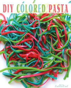 Colored Pasta - Surprise your kids with fun colored pasta. This is a great way to teach little ones about the color wheel! #Recipe #Pasta #Kids Activity