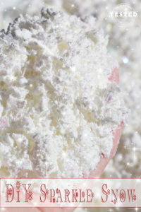 DIY Sparkle Snow - This quick and easy recipe makes the lighest, fluffiest sparkle snow. It easily compacts to make snowballs and snowmen!