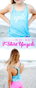 Get out your summer camp shirts and old t's and cut them into this summer no-sew t-shirt upcycle that will leave your girls (and you!) looking fashionable.