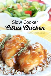 Slow Cooker Citrus Chicken. It has a hint of citrus summer with the coziness of a warm fall meal.