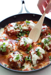 Super easy meatball dinner, lightened up with some ground turkey!