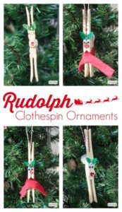 DIY Rudolph the Red-Nosed Reindeer Clothespin Christmas Ornament