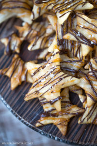 Salted Chocolate Caramel Tortilla Chips - Sea Salt, Chocolate, Caramel Tortilla Chips made with Tortilla Land flour tortillas purchased from my local Costco. Salty sweet flavors on light crispy tortilla chips. Tortilla Land tortillas are refrigerated uncooked and made with five simple ingredients, wheat/corn flour, water, canola oil, salt, and sugar. They fluff up when you cook them and have the fresh taste and texture like the homemade tortillas. #tortillalandholiday #recipe #ad