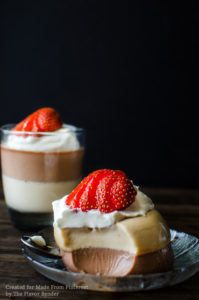 Butterscotch and Chocolate Panna Cotta: An easy to make layered Panna Cotta dessert, perfect as an everyday dessert or for a special occasion!