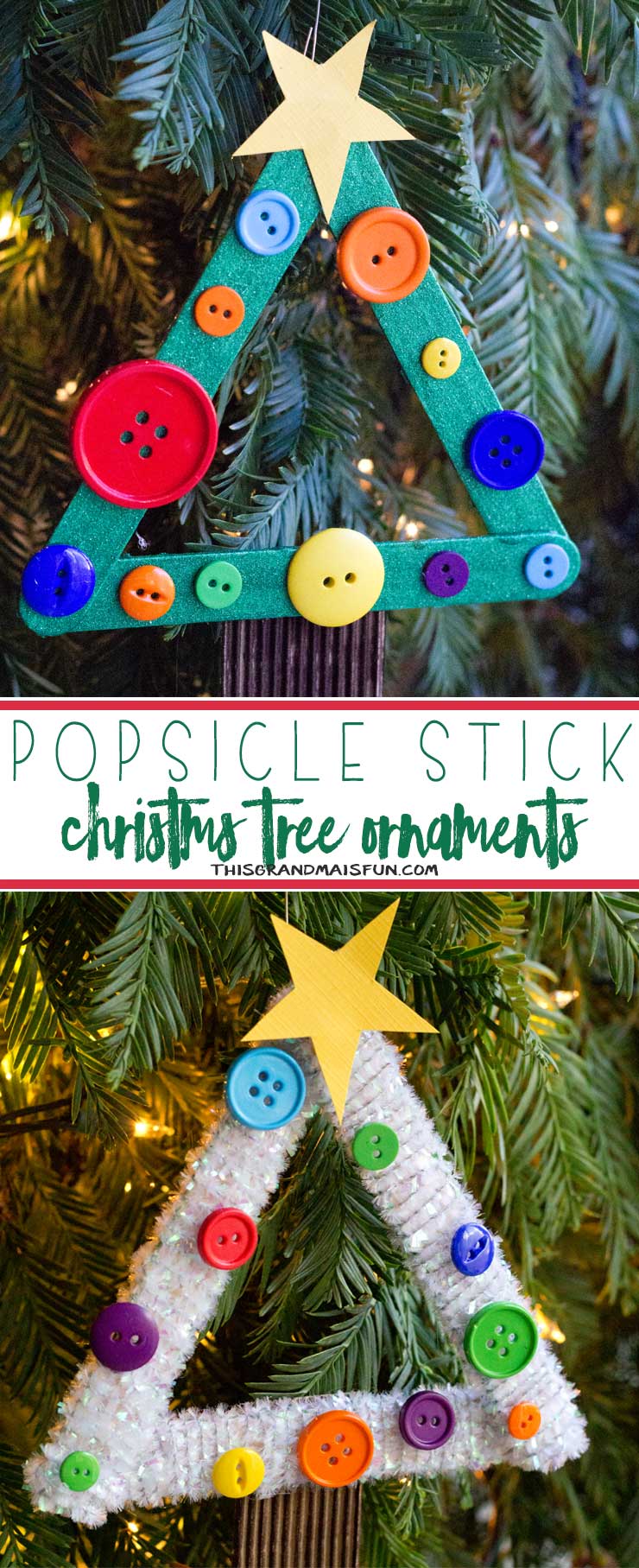 DIY Kids Craft Stick Christmas Tree Ornament - TGIF - This Grandma is Fun