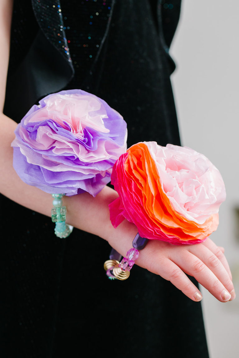 Tissue Paper Flower Bracelet - TGIF - This Grandma is Fun